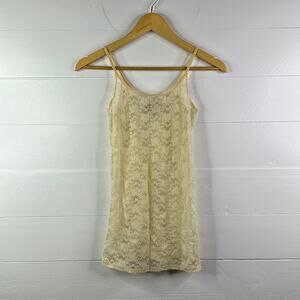 MICHAEL STARS Cream Floral‎ Lace Camisole Spaghetti Strap One Size Fits Most Top